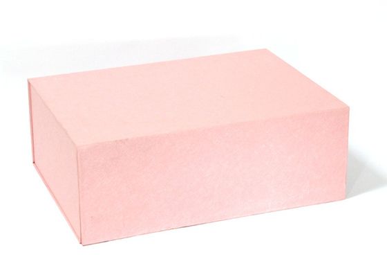 กล่องของขวัญกระดาษรีไซเคิลพับได้สี่เหลี่ยมผืนผ้าสีชมพู